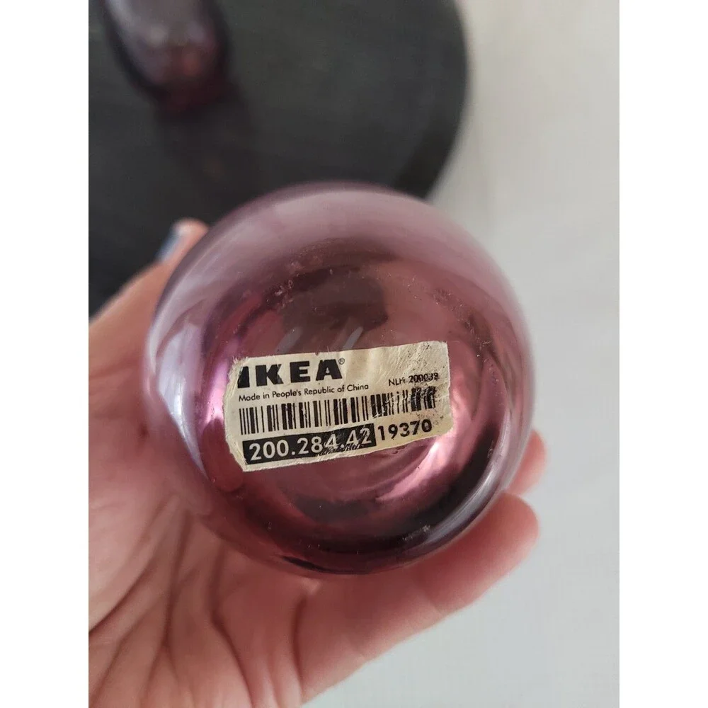 IKEA Bud Vase Hand Blown Purple Bent Neck Scandinavian 19730 Set of 2